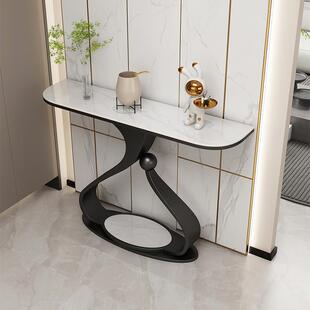 Light Luxury Slate Entrance Table, Simple Entrance Table, Fashionable Art Semi-Circular End Table, Foyer Wall Decoration Ornaments