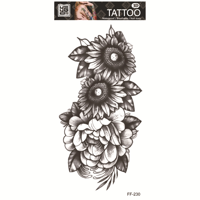 Yuanhua fábrica de pegatinas de tatuaje a prueba de agua en stock al por mayor cabeza de Lobo tótem texto árabe tatuaje pegatinas suministro transfronterizo