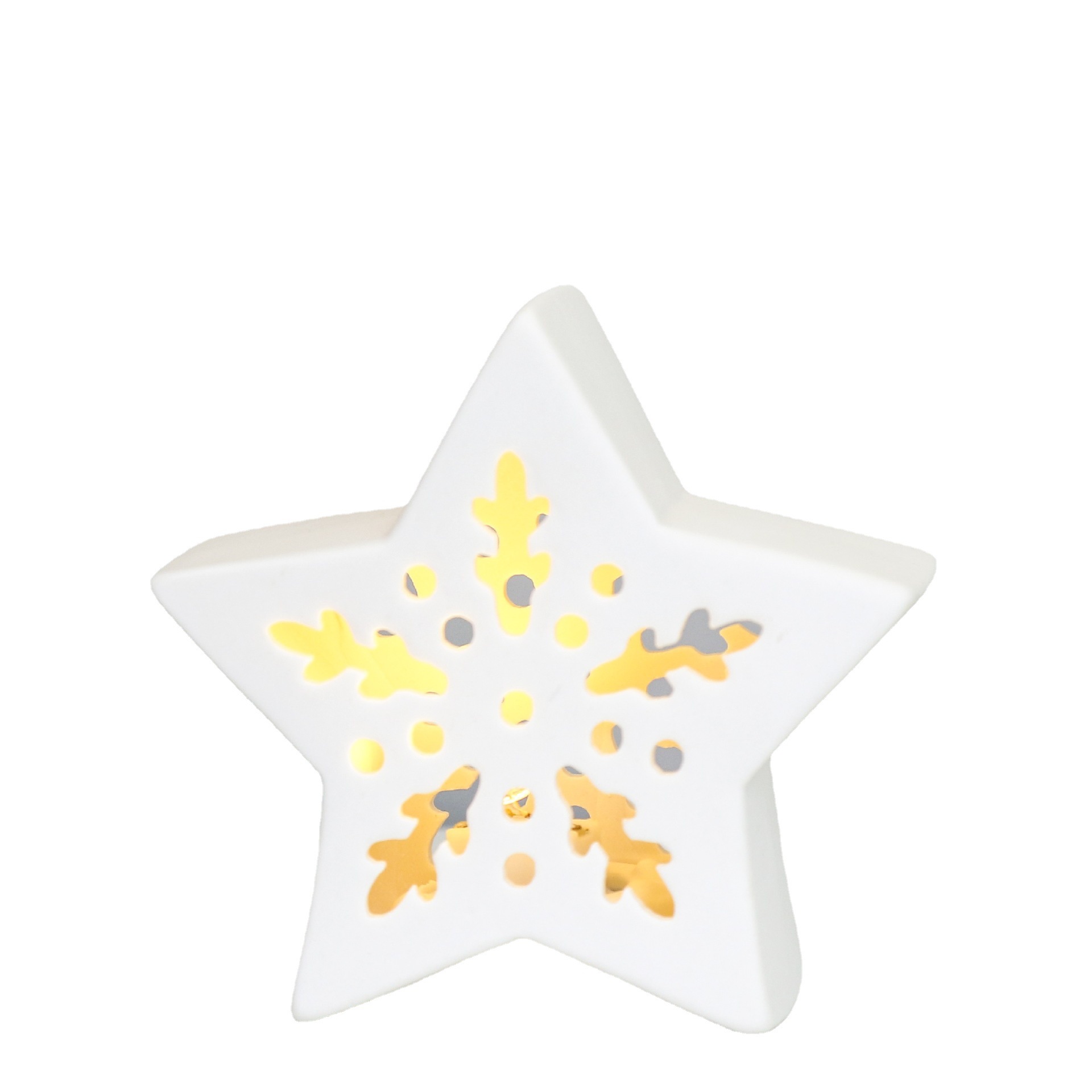Hueco de estilo europeo estrella de cinco puntas luz de la noche regalo Nordic Comercio exterior decoraciones artesanías de cerámica decoración fábrica de Ventas Directas