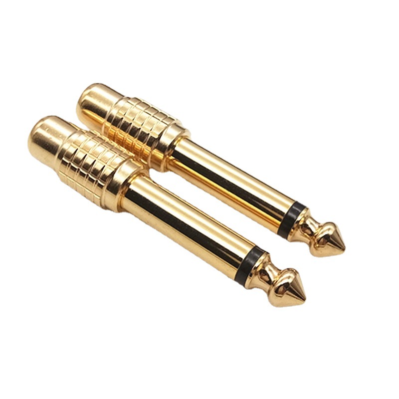 厂家直销铜镀金6.5转莲花母头调音台音频转接头6.35转rca 6.5转AV