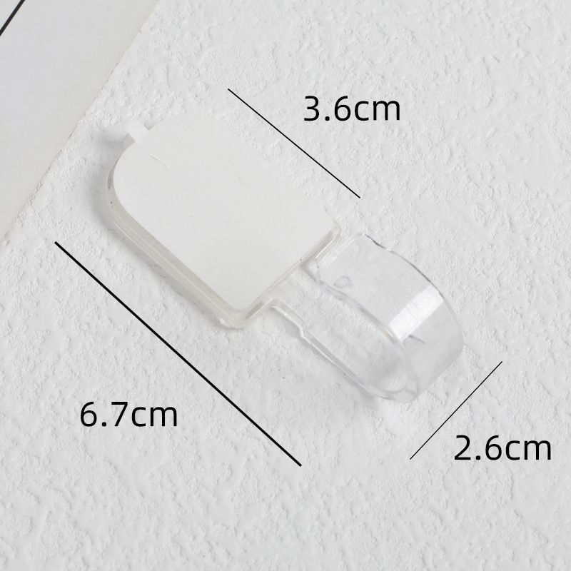 Gancho acrílico de plástico transparente, lámina acrílica adhesiva de doble cara de estilo minimal, gancho adhesivo fuerte y sin perforaciones