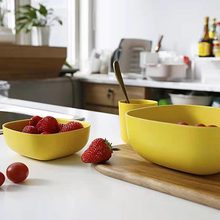 批发宜卡家居 家用竹纤维餐具杯子汤面碗纯色可爱吃饭盘套装日式