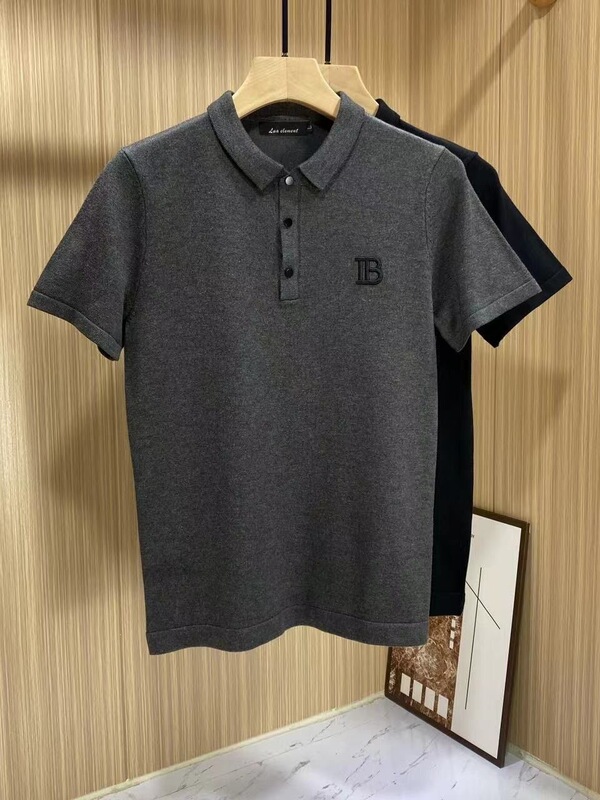 Men's Slim-Fit Short-Sleeve Knit Sweater with Letter Embroidery, Collared Knit Top, Trendy Half-Sleeve Sweater Men's Slim-Fit Short-Sleeve Knit Sweater with Letter Embroidery, Collared Knit Top, Trendy Half-Sleeve Sweater