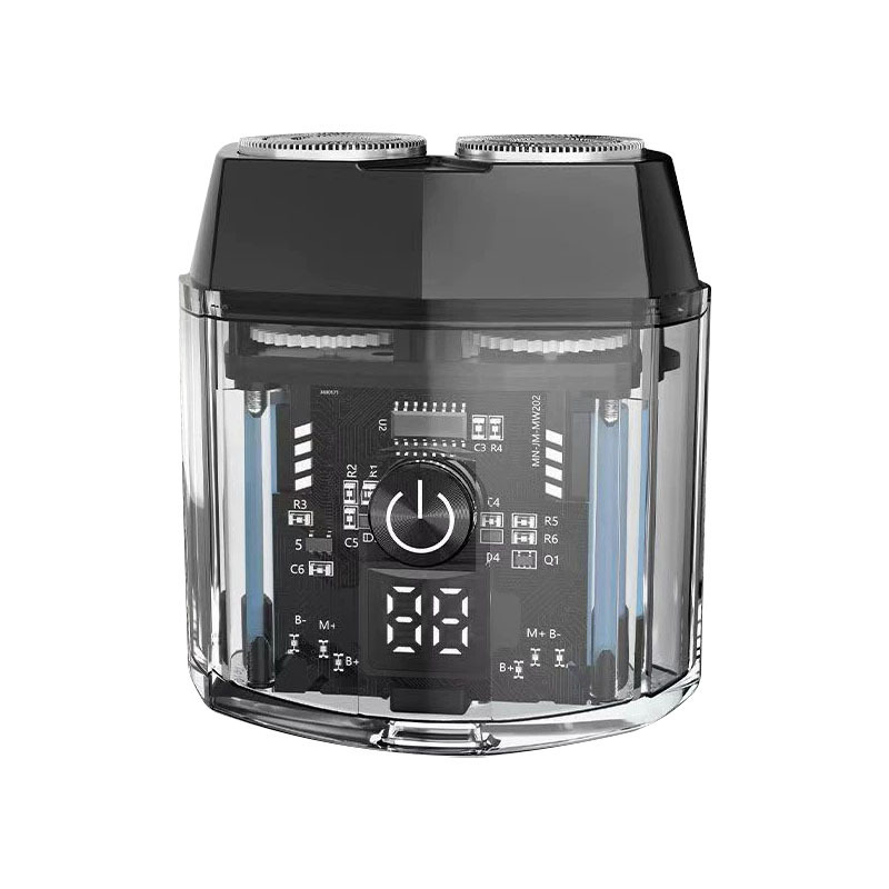 クロスボーダー新型デジタル表示ダブルヘッドシェーバー電動ハイパワー磁気吸引ヘッド携帯型車載シェーバー|undefined