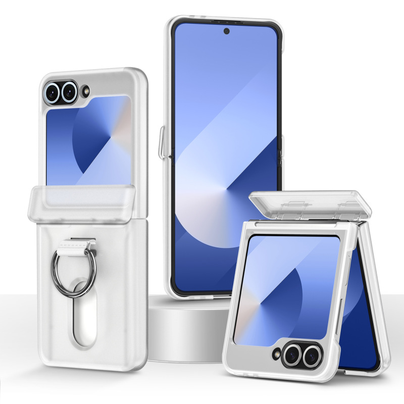 サムスン ZFlip7 透明携帯電話ケース折りたたみ中央軸バックルカードホルダー ZFlip6 落下防止保護ケースに適した国境を越えた|undefined