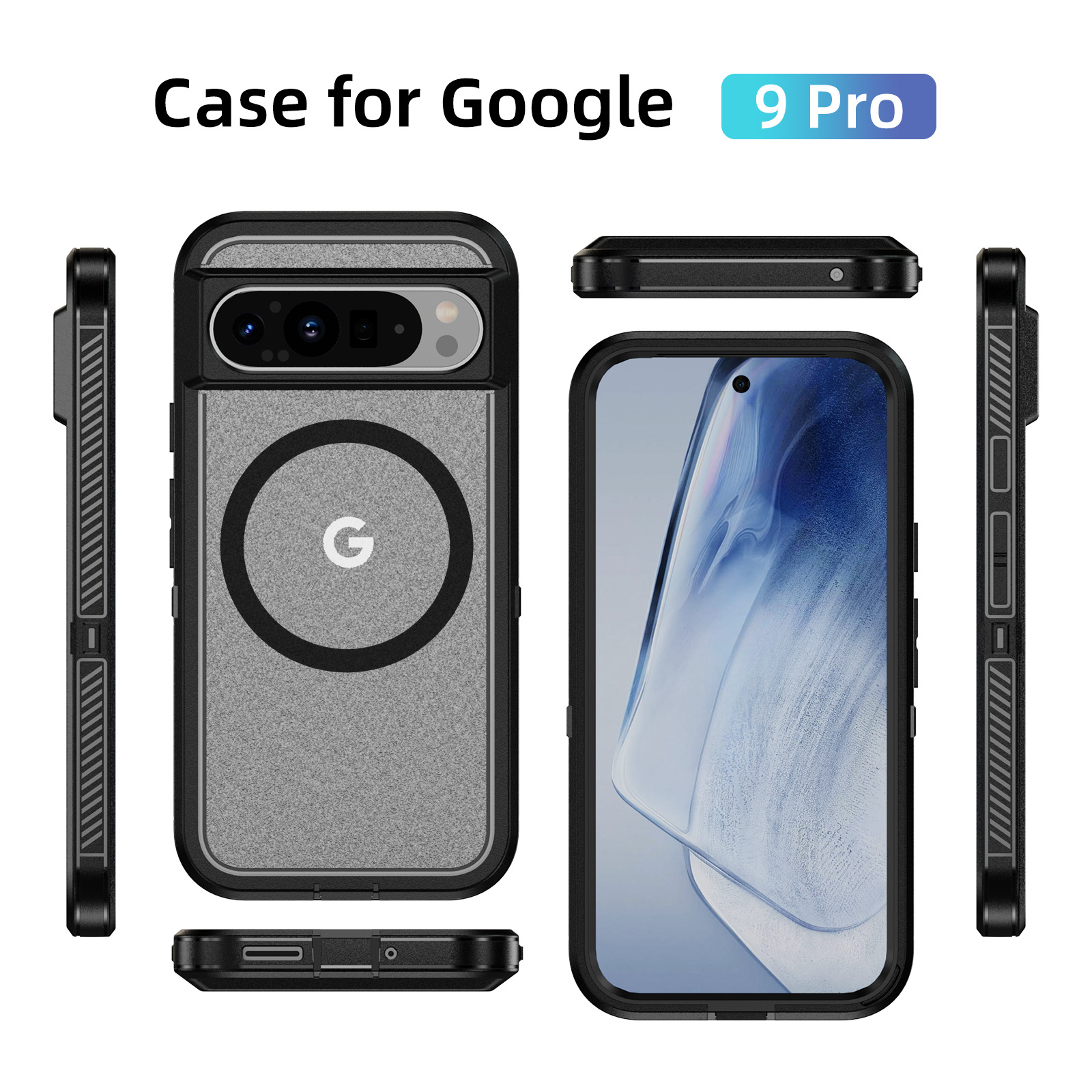 Aplicable a Google Pixel9ProXL Guardian Funda para teléfono móvil con succión magnética Funda protectora tres en uno antideslizante y antiarañazos