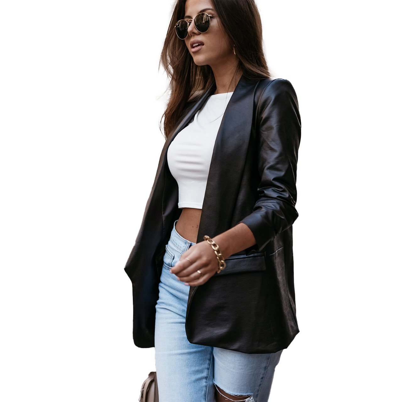 Women's solid color casual cardigan coat_voghion.com