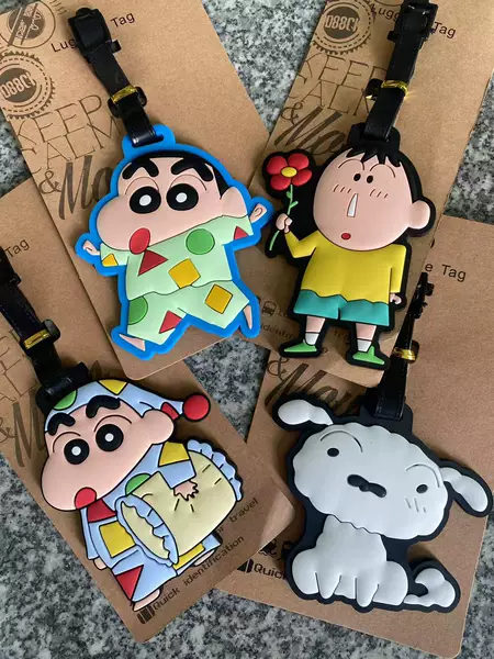 Anime Crayon Shin-Chan Dull-Witted Character Luggage Tag Suitcase Identification Small Tag Bag Pendant Cartoon Soft Rubber Tag