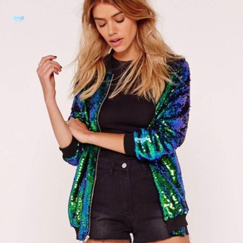 Womens jacket XL sequin baseball uniform jacket female uniforme de béisbol