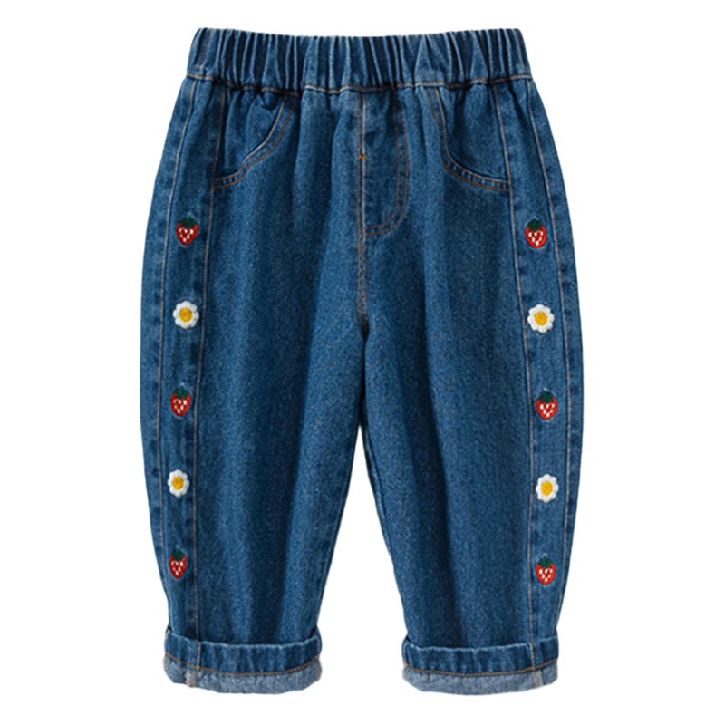 Jeans Youbao de Primavera y Otoño para Niñas, Jeans Bordados con Flores, Pantalones Infantiles, Pantalones Casuales Holgados y Elegantes para Bebés