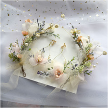 新娘頭飾森系花朵套裝婚紗頭飾仙美新娘仙結婚漢服禮服發飾頭花