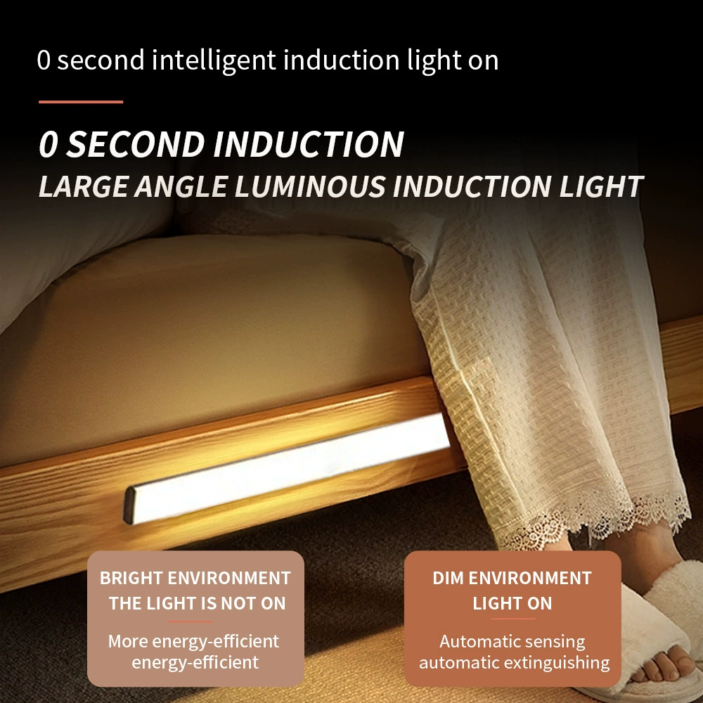 LED-прямоугольная лампа, индукционная умная физиологическая ночная лампа для гардероба, датчик движения