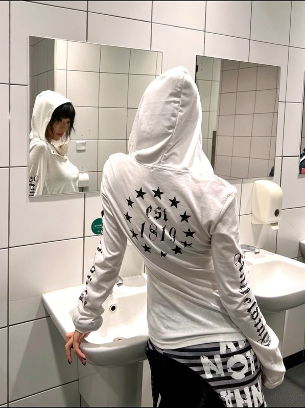 美式朋克哥特风长袖连帽t恤女秋季新款防晒罩衫修身显瘦薄款卫衣|undefined