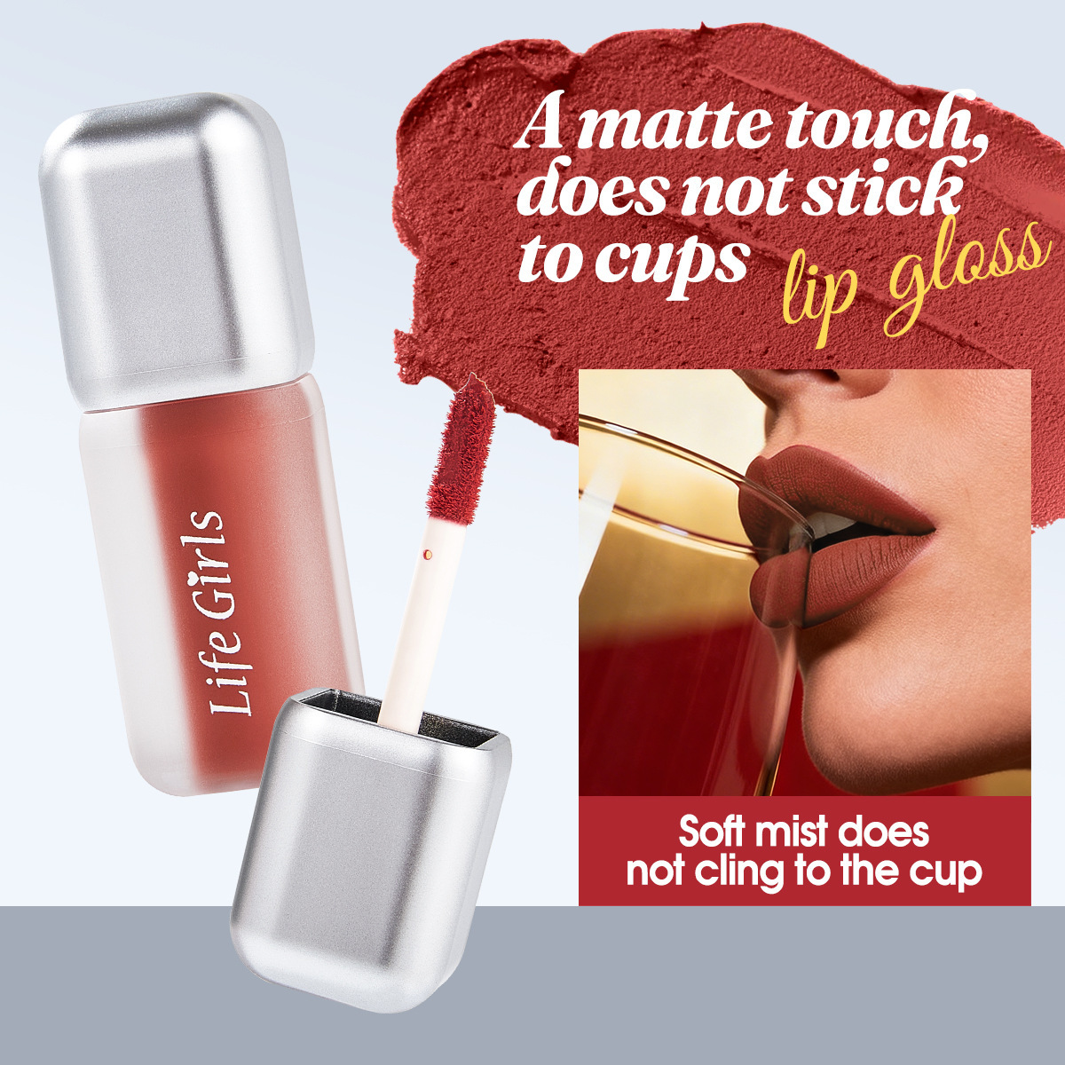 Life Girls Small Silver Tube Matte Lip Gloss esmaltado labial niebla mate lápiz labial
