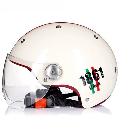 Motosiklet dəbilqələri, Half Helmet for Electric Vehicles and - s-bright-milky-white-red-white-green-1861-labels-b103