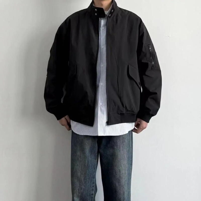 American Trendy Brand Coach Jacket Three-Proof Stand Collar Casual Pure Color Retro Autumn Outdoor Workwear Flight Versatile Jacket