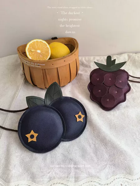 New Style Pu Leather Handmade Textured Leather Fruit-Shaped Children's Crossbody Bag Ins Style Small Children's Coin Purse