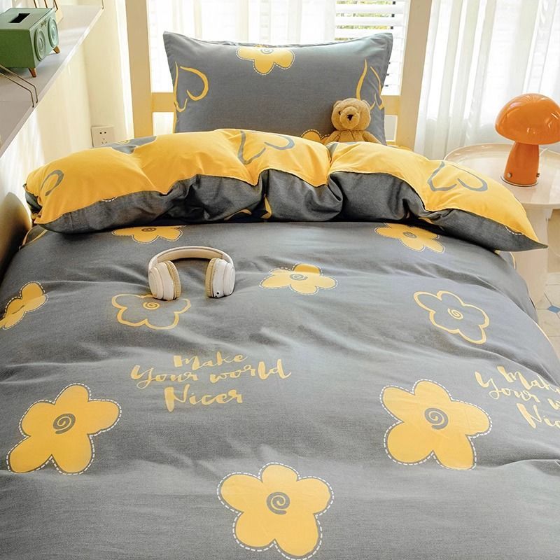 100 cubierta de edredón de algodón dormitorio de estudiantes de una sola pieza cubierta de edredón de algodón 120x200 una sola persona doble dormitorio conjunto de edredón de tres piezas