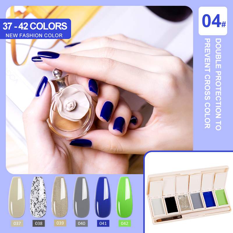 2022new 6-color crema sólido pegamento de sombra de ojos plato conjunto fototerapia esmalte de uñas pegamento traje transfronterizo exclusivo
