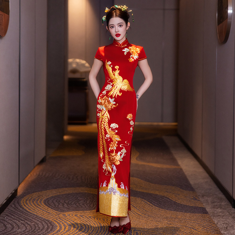 Spring 2026 New High-End Chinese-Style Bridal Dress, Qipao, Xiuhe Wedding Attire, Slim-Fit Engagement Dress