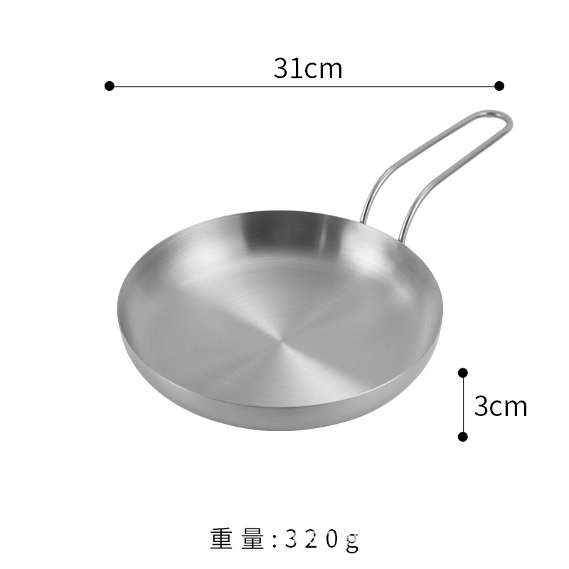 Plato de bocadillo de acero inoxidable barbacoa plana creativa con mango de oro comercial occidental postre plato redondo