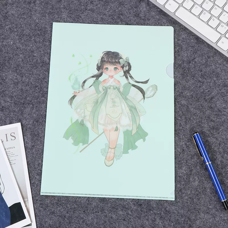 定制卡通彩绘L型文件袋透明塑料单页资料夹加厚试卷收纳A4多页夹