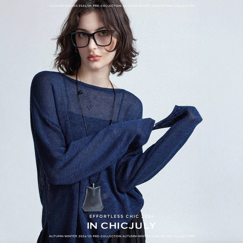 Hong Kong and American Apparel/2026 Autumn New Collection: Modern Romantic Double-Sided Knitted Long Tee with Rolled Edges in New Color Washi Yarn