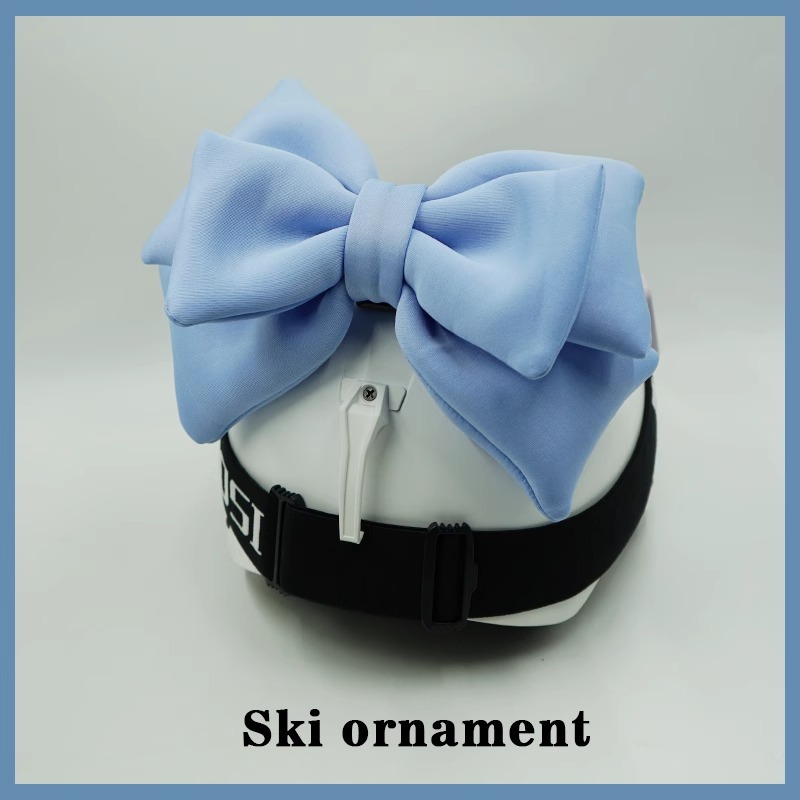 Oversized Fog Blue Double Layer Bow Ski Helmet Accessory