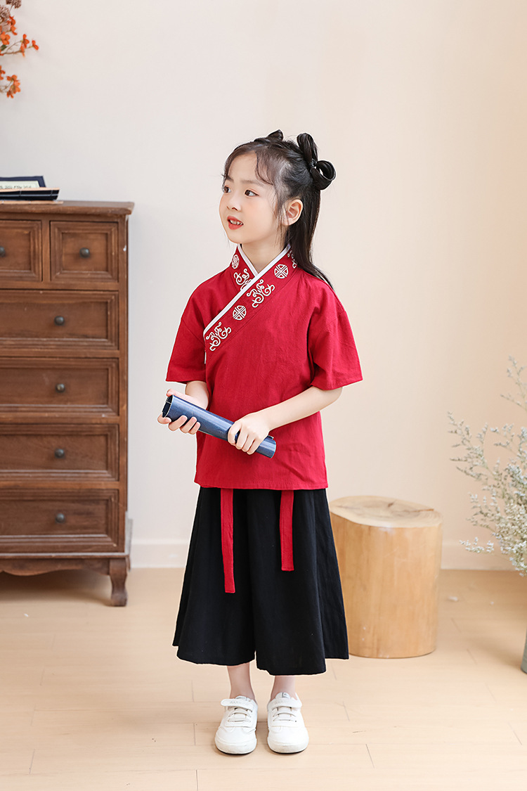Hanfu para niños y niñas traje antiguo traje de algodón chino ceremonia de apertura estudiantes de la escuela primaria para niños traje de rendimiento de estilo chino image 8