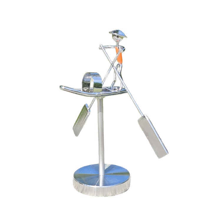 新款渔夫摇摆小铁人 摇桨划船铁艺小人 全金属桌面摆件桌面平衡仪