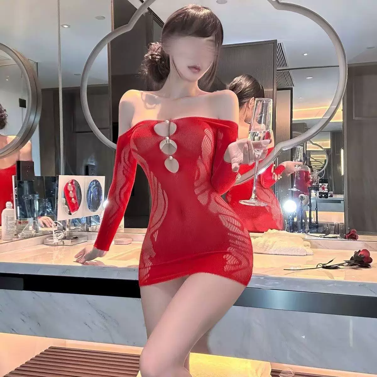 Сексуальный комбинированный облегающей костюм соблазнил женское эротическое нижнее белье с полыми сетками