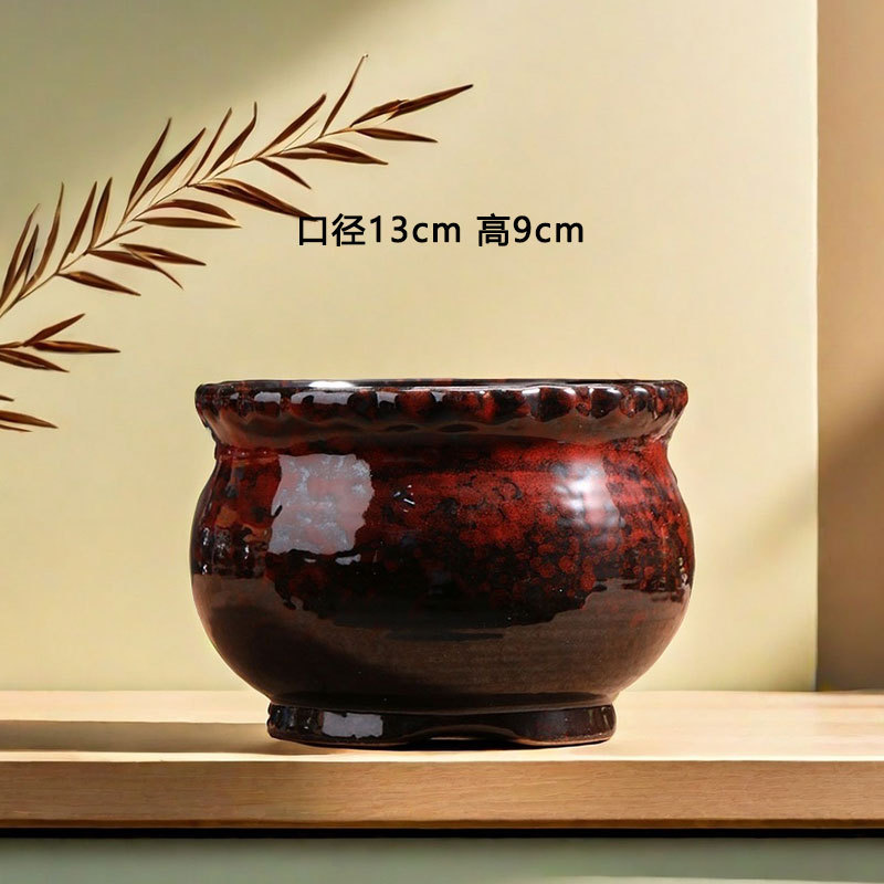 Qunseng maceta de flores de cerámica doméstica maceta de cerámica gruesa de gran calibre maceta de cerámica verde bandeja de flores al por mayor de precios especiales