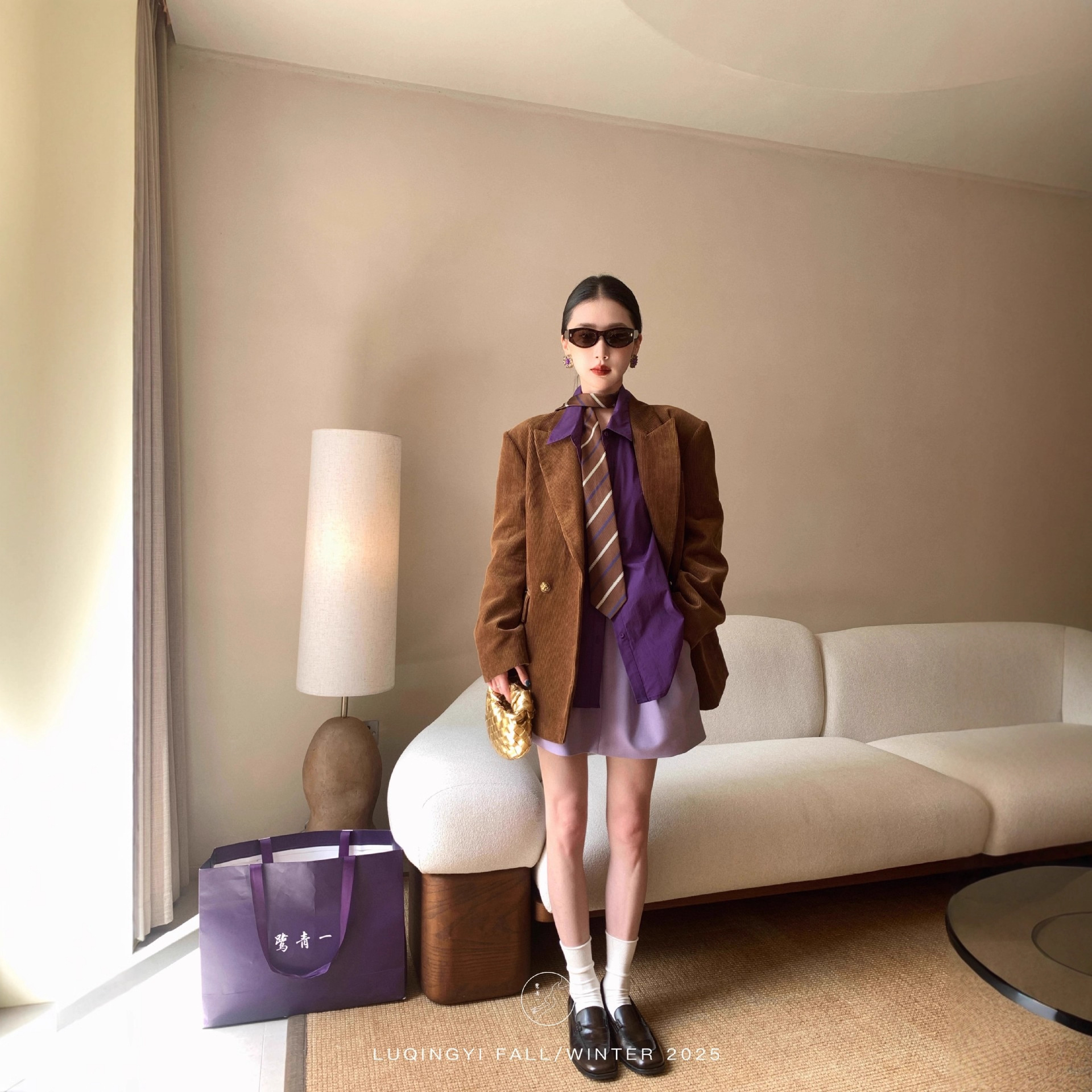 ng2510292 Qing Yi Original Guifengqin Vintage Corduroy Blazer da donna, giacca casual autunnale in cotone con revers a tacca_voghion.com