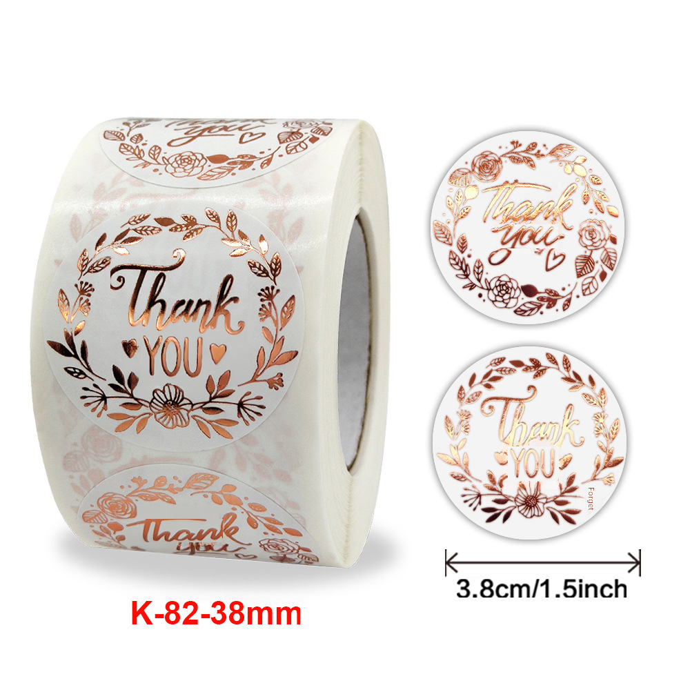 New Rolls Thank You Flower Hot Rose Gold Sticker Business Gift Wedding Decoration Sticker