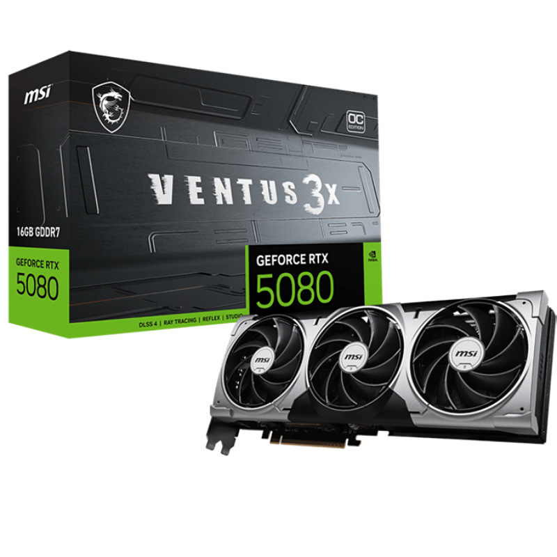 Msi Geforce Rtx 5080 16g Ventus 3X Oc Plus Gaming Ai Rendering Graphics Card
