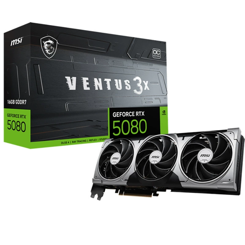 [MSI GeForce RTX 5080 16G VENTUS 3X OC PLUS графическая карта для игр с ИИ-рендерингом]