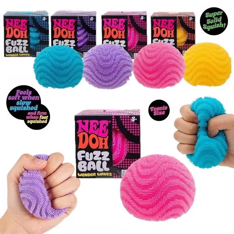 Cross-Border Hot-Selling Needoh Squishy Toy in Stock, Wave Ball, Round Ball, Quick Rebound, Spiky Ball, Stress Relief Toy, Large Quantity in Stock