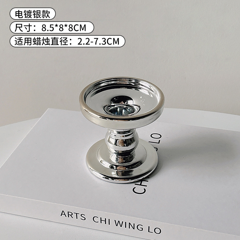 デスクトップ装飾品、家の装飾、ハイエンドの軽い豪華な雰囲気のガラスキャンドルホルダー、ヨーロッパのレトロなローマ柱キャンドルホルダー|undefined