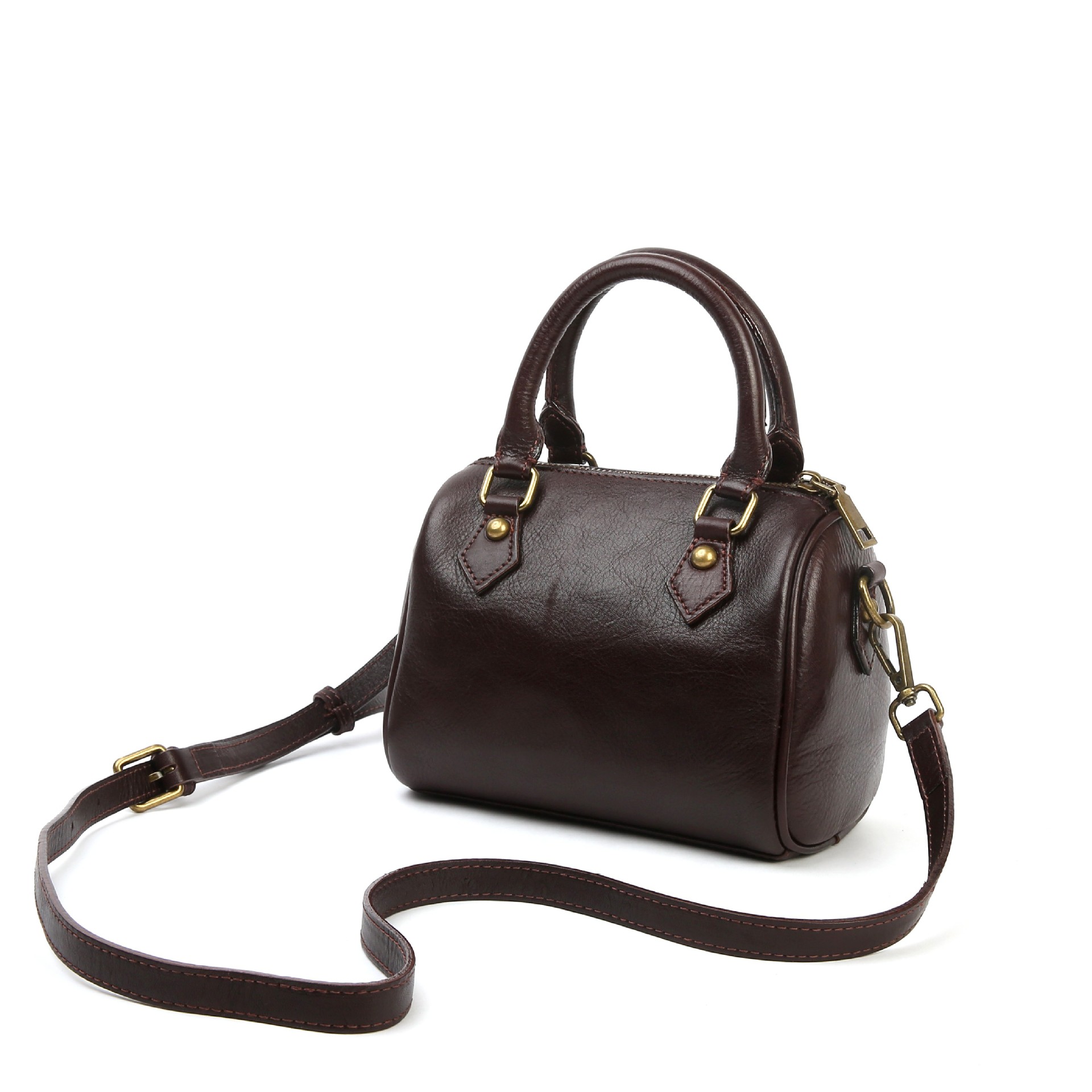 2025 New Genuine Leather Women's Bag American Retro Handbag Commuter Boston Bag Top Grain Cowhide Crossbody Bag - Thumbnail 7