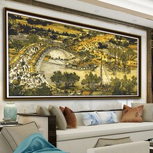 2米清明上河图满绣十字绣名画刺绣新中式客厅装饰风景画印花刺绣