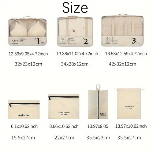Ins-style travel storage set of seven pieces, travel and business trip portable clothing organization and classification bag, toiletries storage bag