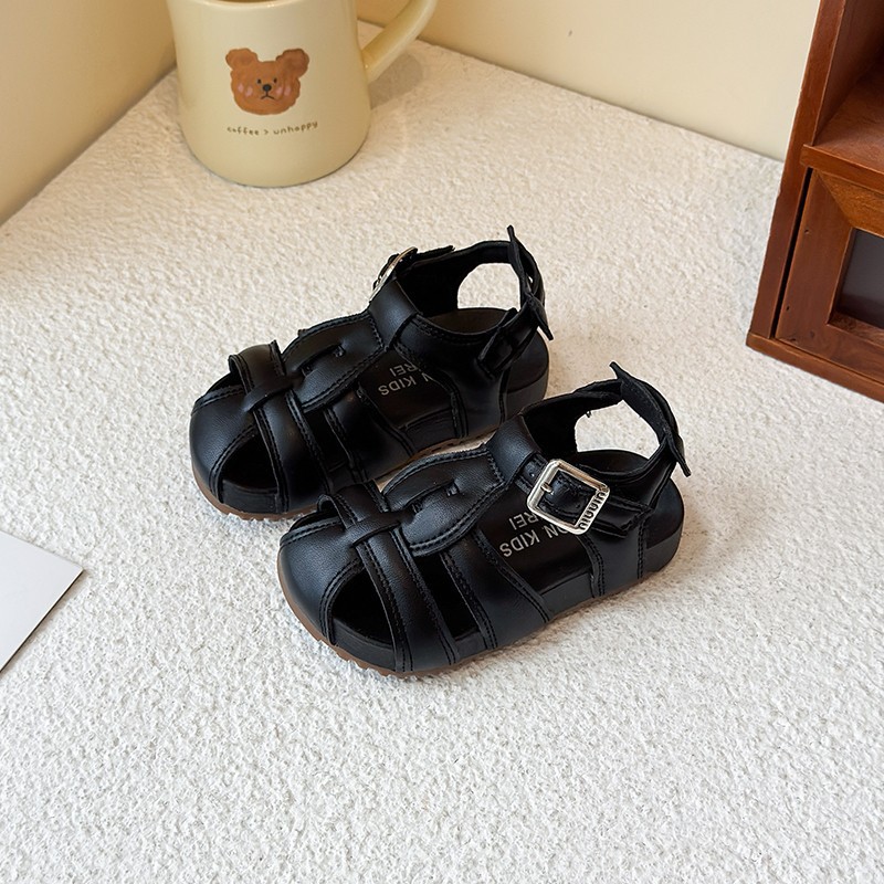 Sandali romani intrecciati in stile coreano da ragazza, semplici, a punta chiusa, estate 2026, suola morbida, scarpe da spiaggia, alla moda, con tacco piatto e traforato._voghion.com