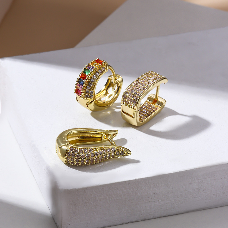 Fashion Geometric Metal Inlay Zircon Womenu0027S Ear Studs 1 Piece