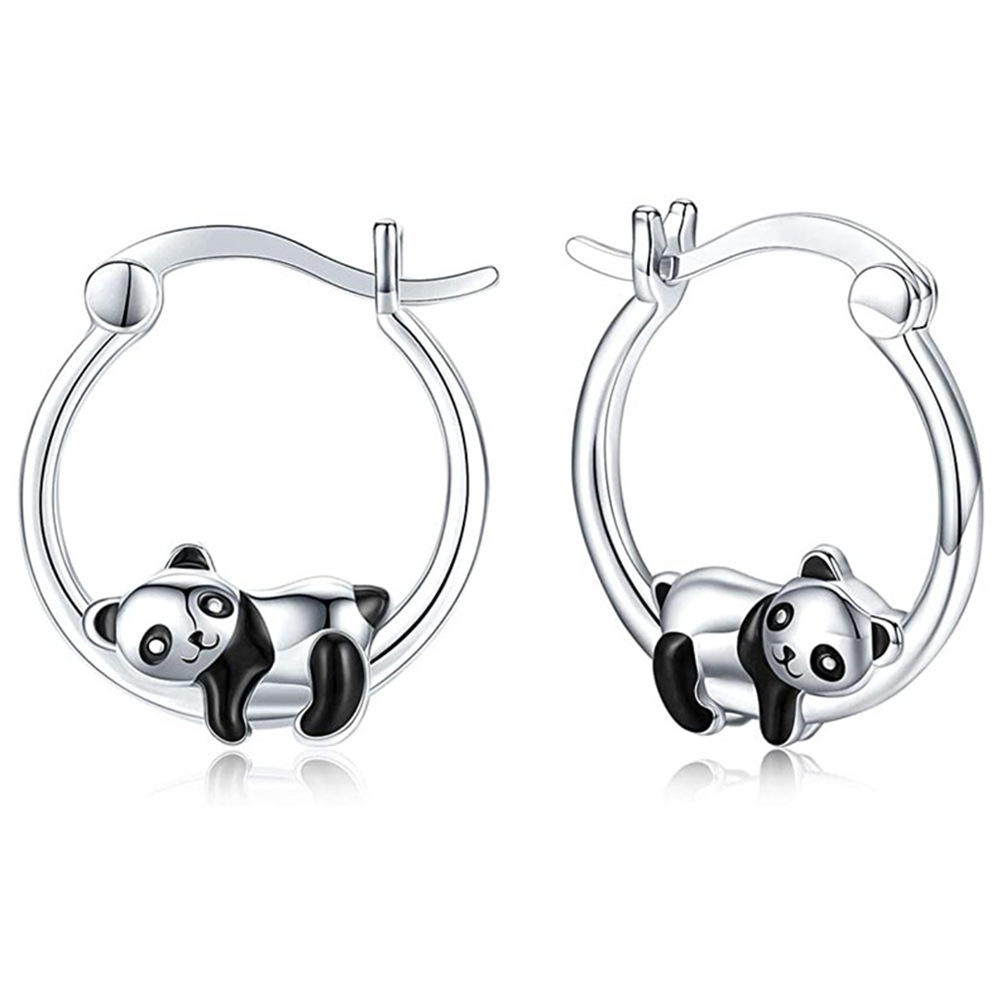 Cute Panda Copper Epoxy Earrings 1 Pair display picture 3