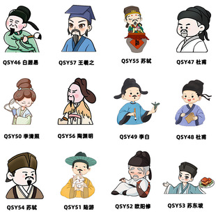 Creative Chinese Culture Enlightenment Great Poet Inspirational Brooch Cartoon Acrylic Li Bai Li Qingzhao Lapel Pin
