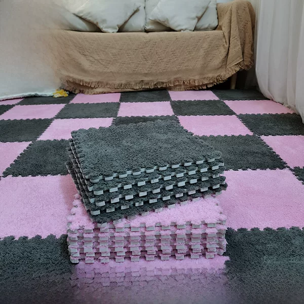 Carpet Home Bedroom Full Square Splicing Carpet Floor Mat Plush Surface Eva Foam Splicing Carpet