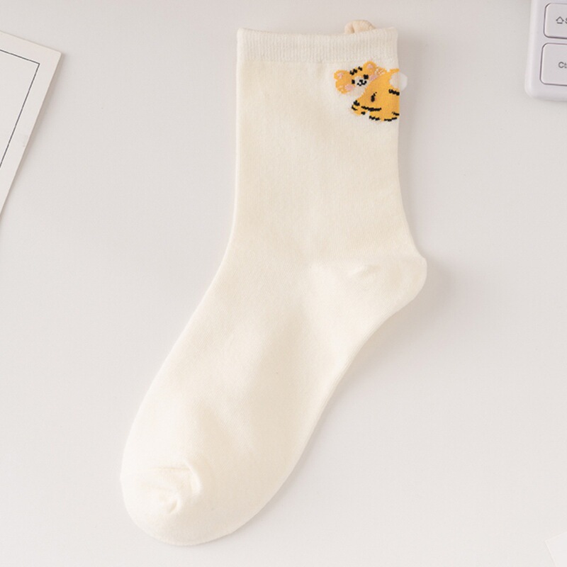 纯棉卡通蛋蛋猫搞怪袜子女中筒袜ins潮春秋棉袜可爱动物无骨长袜|undefined