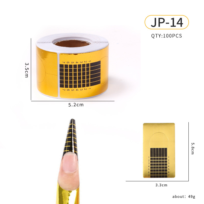 Soporte de papel de uñas de herradura extensión de fototerapia de cristal herramienta de uñas arte de uñas mariposa mosca titular de dedo rectangular 100 unids/rollo