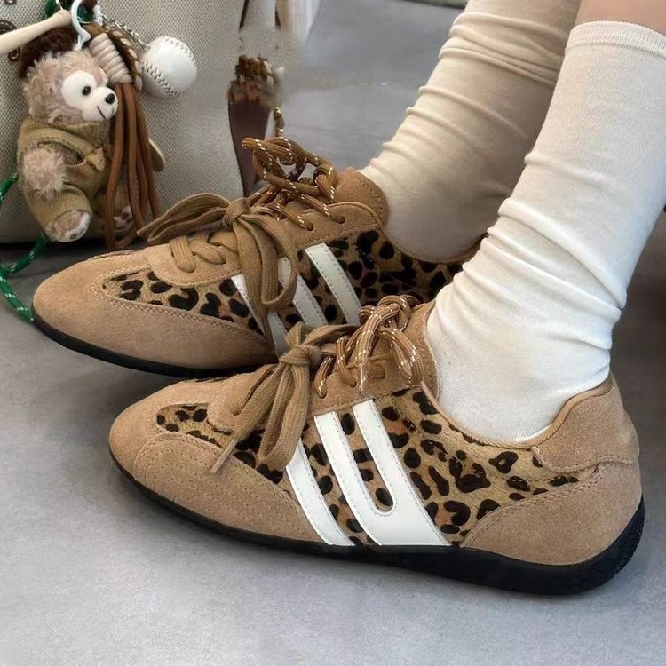 复古豹纹系带德训鞋女2025早秋新款博底内增高赛车鞋运动休闲鞋子|undefined