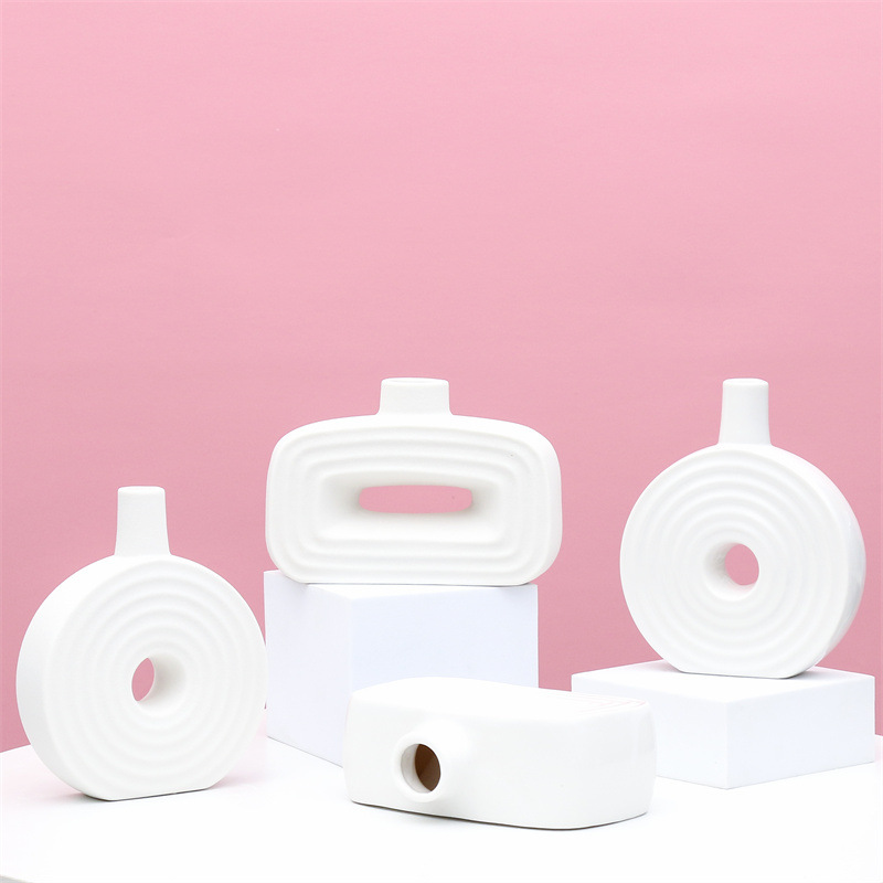 Nordic ins jarrón secado al aire creativo escritorio pequeña flor titular decoración sala de estar mesa de café Luz de lujo de cerámica decoración del hogar